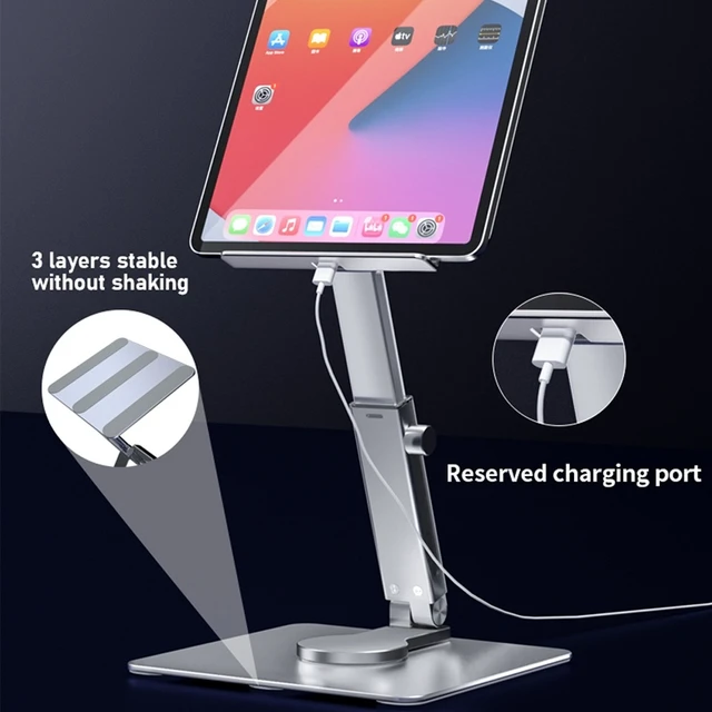 Alt view image 3 of 4 - JUNDNE H06 Desktop Folding Phone Stand Portable Telescopic Rotary Tablet Stand(Deep Grey)