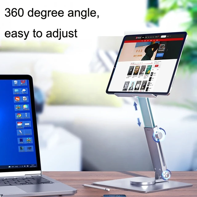 Alt view image 4 of 4 - JUNDNE H06 Desktop Folding Phone Stand Portable Telescopic Rotary Tablet Stand(Deep Grey)