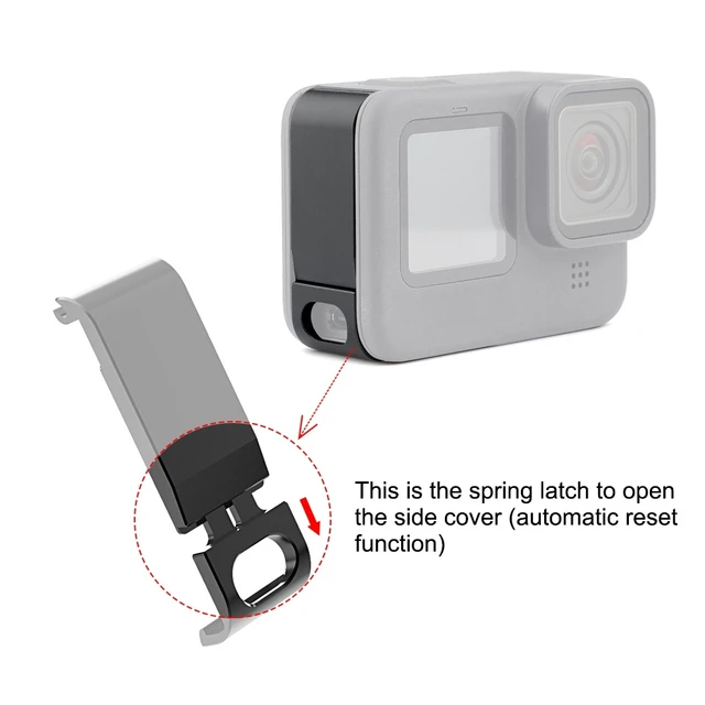 Alt view image 3 of 5 - PULUZ Metal Battery Side Interface Cover for GoPro HERO13 Black /12 Black /11 Black /10 Black /9 Black (Red)