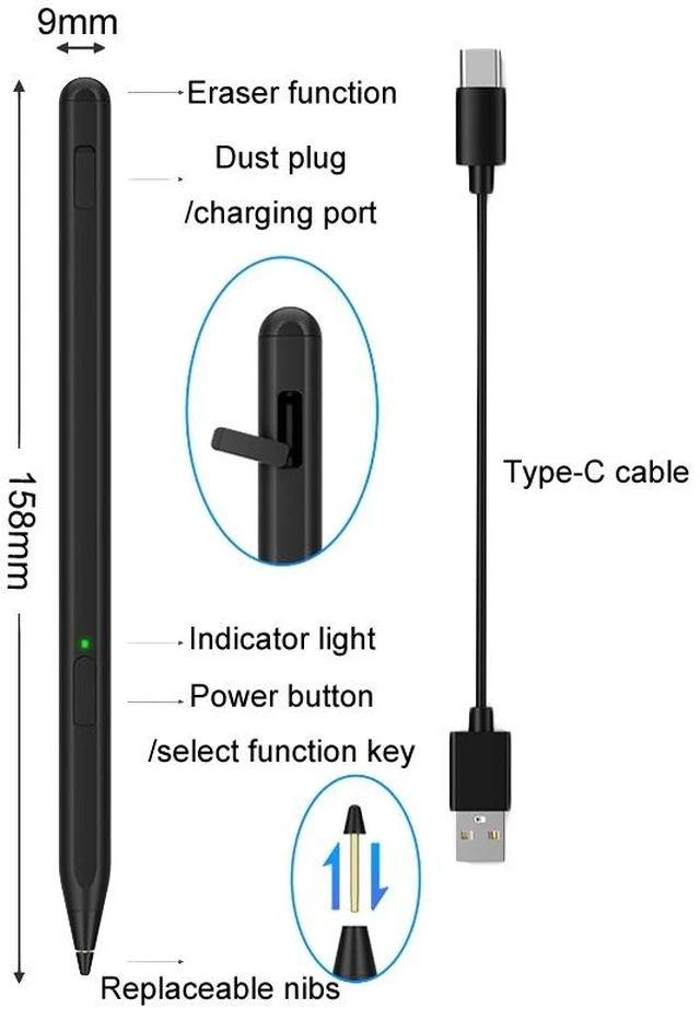 Alt view image 2 of 7 - Tablet Stylus Pen USI2.0 Protocol Pen Stylus Anti False Touch (Gray)