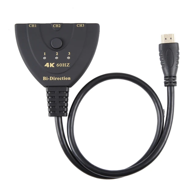 Main image of 3 x 1 4K 60Hz HDMI Bi-Direction Switcher with Pigtail HDMI Cable