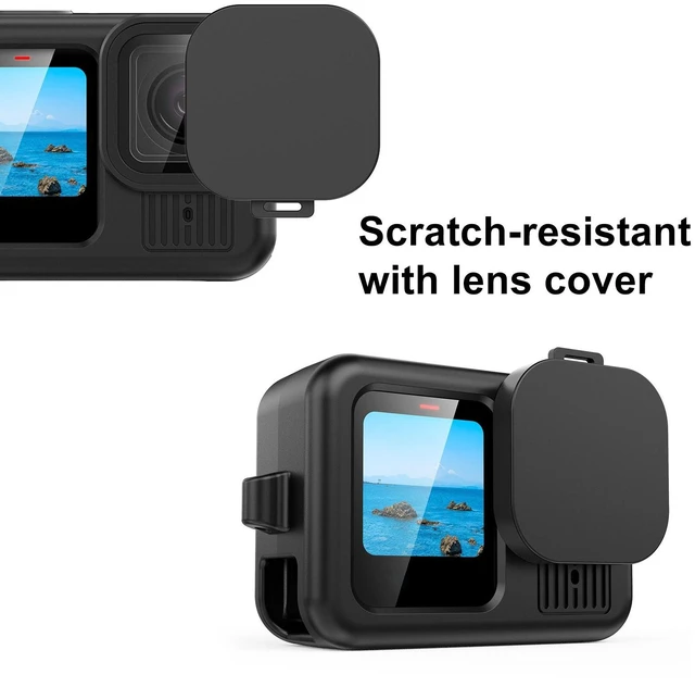 Alt view image 4 of 7 - For GoPro HERO13 Black PULUZ Silicone Protective Case Side Interface Cover with Wrist Strap & Lens Cover (Black)