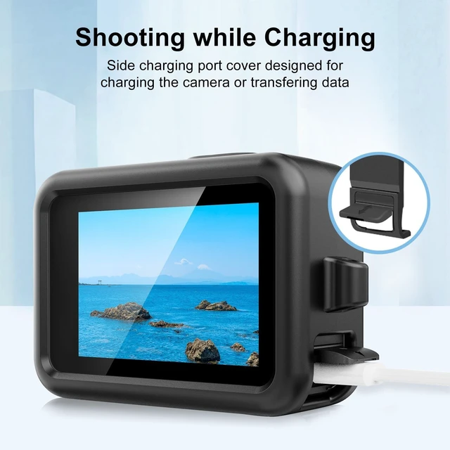 Alt view image 6 of 7 - For GoPro HERO13 Black PULUZ Silicone Protective Case Side Interface Cover with Wrist Strap & Lens Cover (Black)