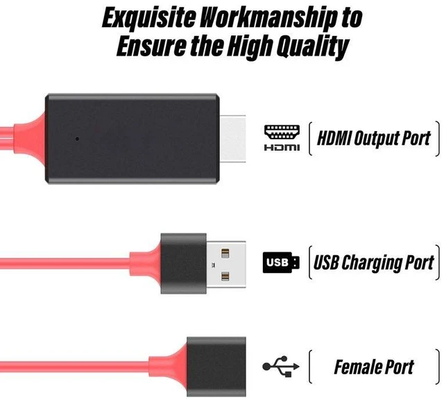 Alt view image 2 of 7 - Dongle USB Male + USB Female to HDMI Male 1080P HDMI Cables Adapter