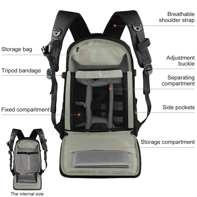 Alt view image 3 of 7 - PULUZ Outdoor Portable Waterproof Scratch-proof Dual Shoulders Backpack Handheld PTZ Stabilizer Camera Bag with Rain Cover for Digital Camera, DJI Ronin-SC / Ronin-S (Black)