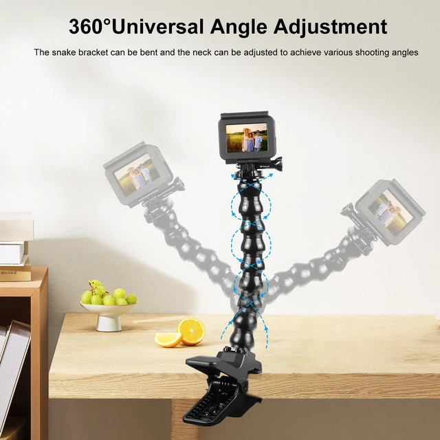 Alt view image 6 of 7 - PULUZ Action Sports Cameras Jaws Flex Clamp Mount with Phone Clamp (Black)