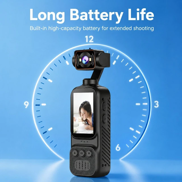 Alt view image 7 of 14 - Handheld Vlog Camera With 270-Degree Motorized Rotatable Lens 2.0 Inch Screen Pocket Video Recorder WiFi Sports Action Cam DV07-4K