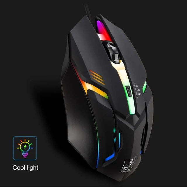 Alt view image 2 of 6 - K2 USB LED Backlight 1600DPI Three-speed Adjustable Wired Optical Gaming Mouse, Length: 1.3m