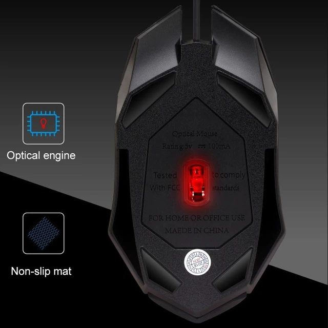 Alt view image 3 of 6 - K2 USB LED Backlight 1600DPI Three-speed Adjustable Wired Optical Gaming Mouse, Length: 1.3m