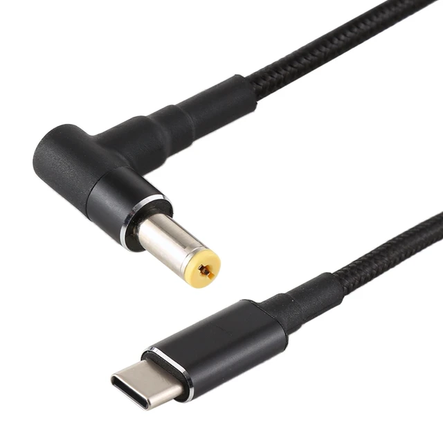 Alt view image 2 of 4 - PD 100W 5.5 x 1.7mm Male Elbow to USB-C / Type-C Male Nylon Weave Power Charge Cable, Cable Length: 1.7m