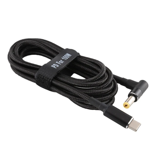 Alt view image 3 of 4 - PD 100W 5.5 x 1.7mm Male Elbow to USB-C / Type-C Male Nylon Weave Power Charge Cable, Cable Length: 1.7m