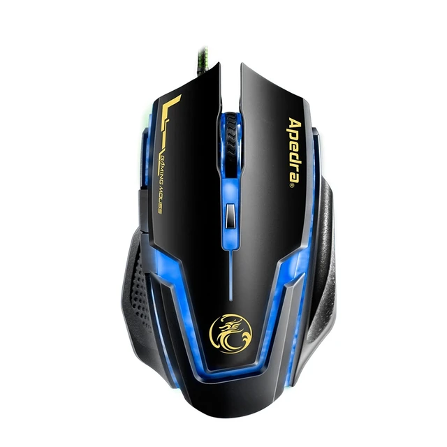 Alt view image 2 of 7 - Apedra iMICE A9 High Precision Gaming Mouse LED four color controlled breathing light USB 6 Buttons 3200 DPI Wired Optical Gaming Mouse for Computer PC Laptop(Black)