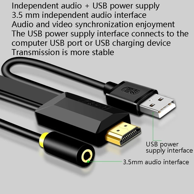 Alt view image 4 of 7 - 2m JH HV10 1080P HDMI to VGA Cable Projector TV Box Computer Notebook Industrial Display Adapter Cable 2m