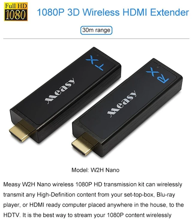 Main image of Measy W2H Nano 1080P HDMI 1.4 3D Wireless HDMI Audio Video Transmitter Receiver Extender, Transmission Distance: 30m, AU Plug