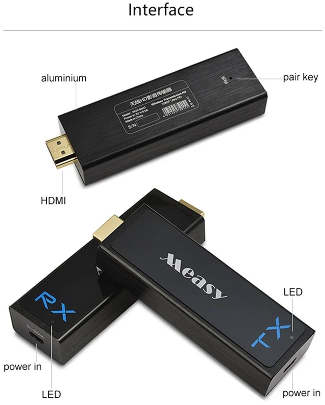 Alt view image 4 of 5 - Measy W2H Nano 1080P HDMI 1.4 3D Wireless HDMI Audio Video Transmitter Receiver Extender, Transmission Distance: 30m, AU Plug