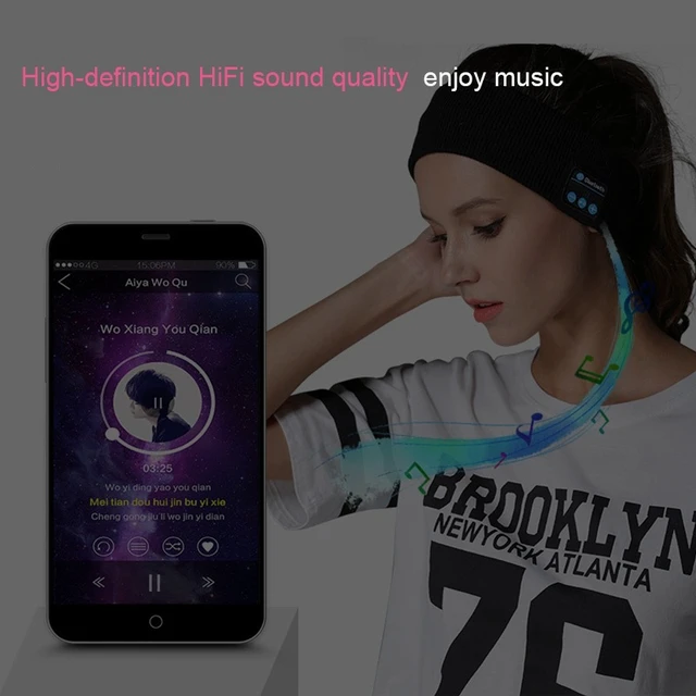 Alt view image 7 of 7 - My-Call Bluetooth V5.0 Headsfree Sport Headband Music Headwear for iPhone 6 & 6s / iPhone 5 & 5S / iPhone 4 & 4S and Other Bluetooth Devices (Grey)