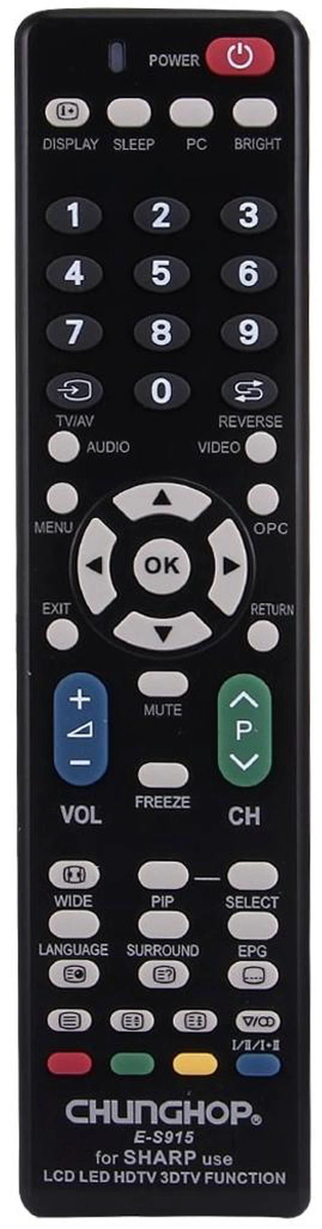 Main image of CHUNGHOP E-S915 Universal Remote Controller for SHARP LED TV / LCD TV / HDTV / 3DTV