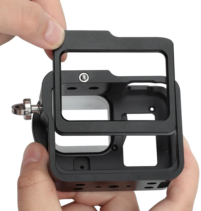 Alt view image 3 of 7 - PULUZ Housing Shell CNC Aluminum Alloy Protective Cage with Insurance Frame & 52mm UV Lens for GoPro HERO8 Black (Black)