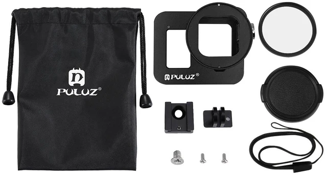 Alt view image 6 of 7 - PULUZ Housing Shell CNC Aluminum Alloy Protective Cage with Insurance Frame & 52mm UV Lens for GoPro HERO8 Black (Black)