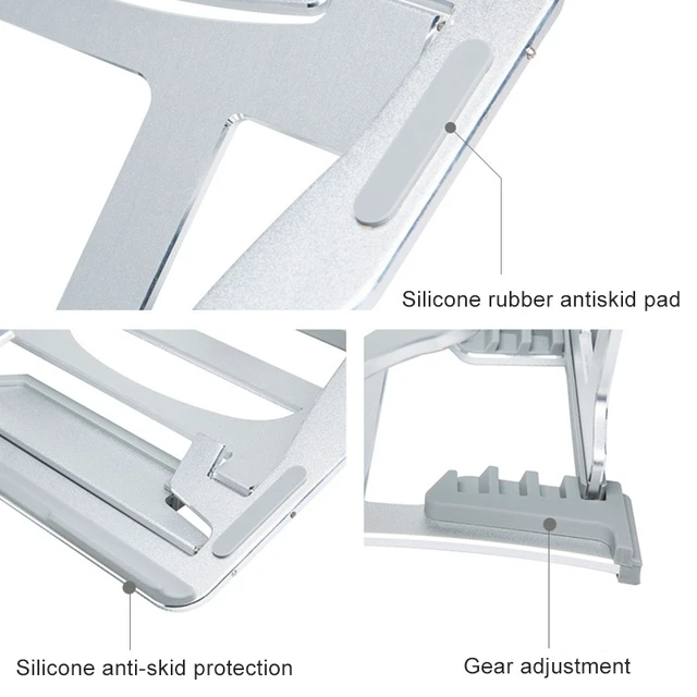 Alt view image 3 of 7 - Aluminum Alloy Cooling Holder Desktop Portable Simple Laptop Bracket, Six-stage Support, Size: 21x26cm (Silver)