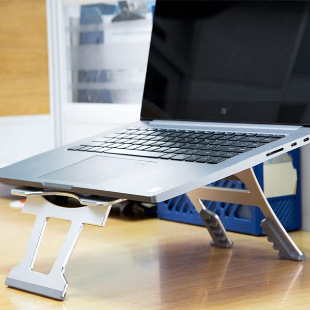 Alt view image 7 of 7 - Aluminum Alloy Cooling Holder Desktop Portable Simple Laptop Bracket, Six-stage Support, Size: 21x26cm (Silver)