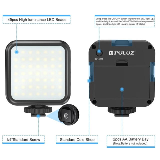 Alt view image 4 of 7 - PULUZ U/C Shape Portable Handheld DV Bracket Stabilizer + LED Fill Light Kit with Cold Shoe Tripod Head for All SLR Cameras and Home DV Camera