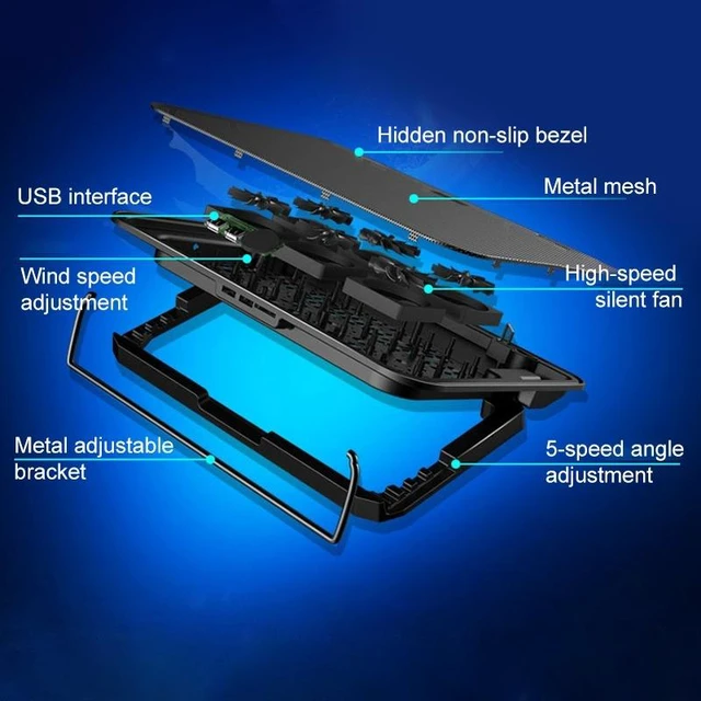 Alt view image 2 of 7 - ICE COOREL Notebook Computer Base Speed Control Silent Six-fan Cooling Holder Cooling Rack, Style: Premium Edition Style: Premium Edition(Lvory) (Lvory)