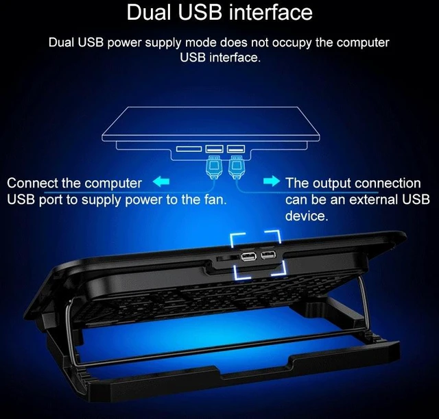 Alt view image 4 of 7 - ICE COOREL Notebook Computer Base Speed Control Silent Six-fan Cooling Holder Cooling Rack, Style: Premium Edition Style: Premium Edition(Lvory) (Lvory)