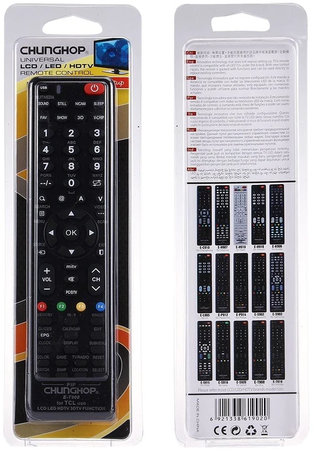 Alt view image 7 of 7 - CHUNGHOP E-T908 Universal Remote Controller for TCL LED TV / LCD TV / HDTV / 3DTV