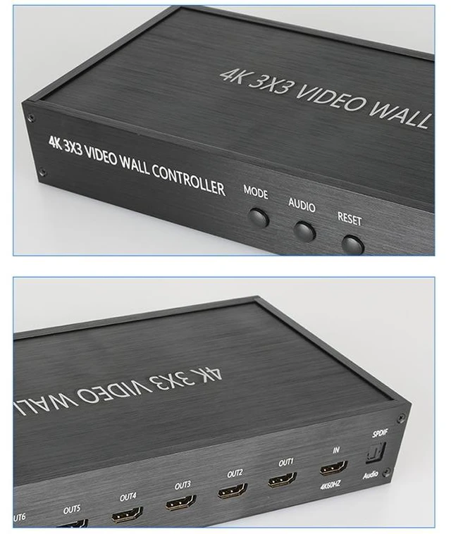 Alt view image 3 of 14 - NK-BT88 4K 3X3 HDMI Video Wall Controller Multi-screen Splicing Processor with Remote Controller, EU Plug