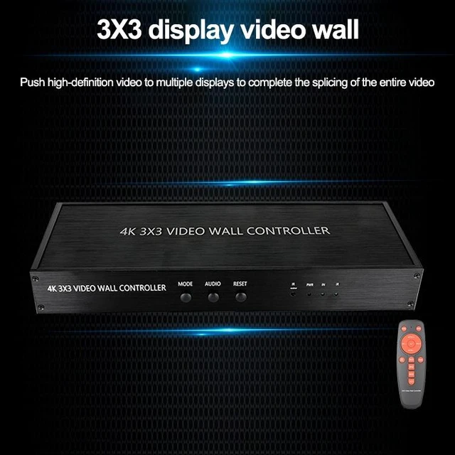 Alt view image 4 of 14 - NK-BT88 4K 3X3 HDMI Video Wall Controller Multi-screen Splicing Processor with Remote Controller, EU Plug
