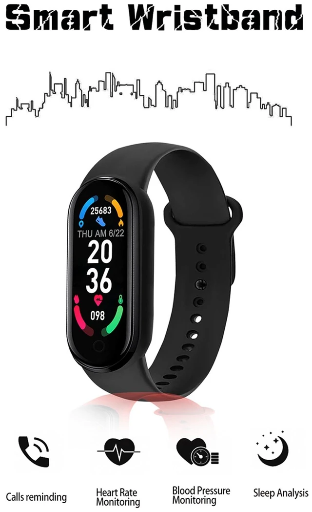 Alt view image 2 of 6 - M7 Sports Smart Bracelet, Support Heart Rate Monitoring & Blood Pressure Monitoring & Sleep Monitoring & Sedentary Reminder, Type:Linear Charging Linear Charging (Yellow)