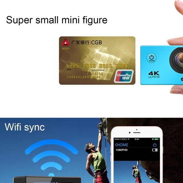 Alt view image 5 of 14 - F60 2.0 inch Screen 170 Degrees Wide Angle WiFi Sport Action Camera Camcorder with Waterproof Housing Case, Support 64GB Micro SD Card (Gold)
