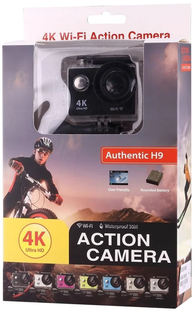 Alt view image 7 of 7 - H9 4K Ultra HD1080P 12MP 2 inch LCD Screen WiFi Sports Camera, 170 Degrees Wide Angle Lens, 30m Waterproof (Black)