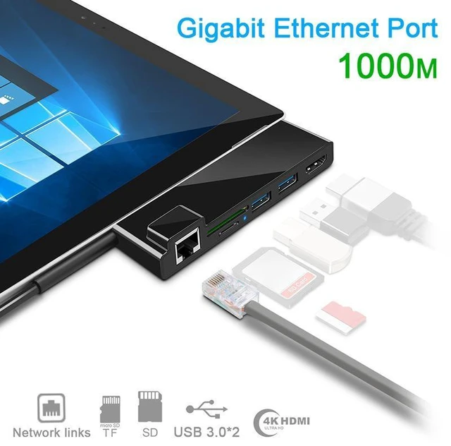 Alt view image 2 of 4 - ROCKETEK SK-SH3L RJ45 + 2 x USB 3.0 + HDMI + SD / TF Memory Card Reader HUB 4K HDMI Adapter(Black)