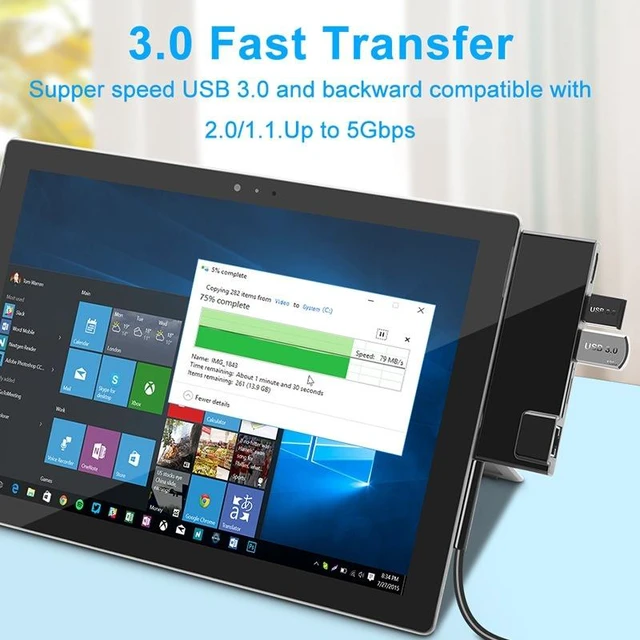 Alt view image 4 of 4 - ROCKETEK SK-SH3L RJ45 + 2 x USB 3.0 + HDMI + SD / TF Memory Card Reader HUB 4K HDMI Adapter(Black)