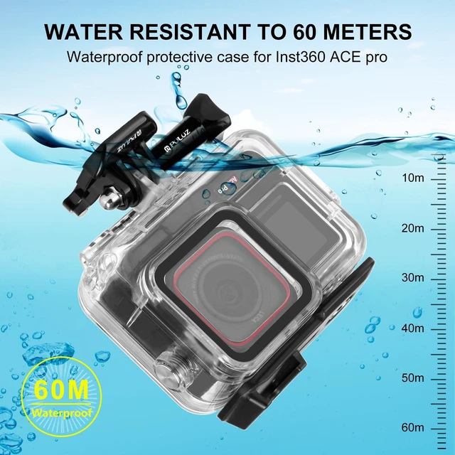 Alt view image 6 of 7 - For Insta360 Ace Pro / Pro 2 PULUZ 60m Underwater Waterproof Housing Case with Base Adapter & Screw (Transparent)