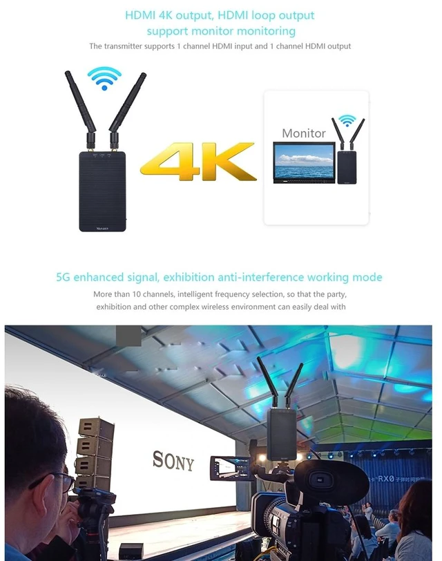 Alt view image 6 of 14 - Measy T1 4K HDMI 2.0 Wireless Audio Video Transmitter Receiver Extender Transmission System, Transmission Distance: 200m, EU Plug(Black) EU Plug (Black)