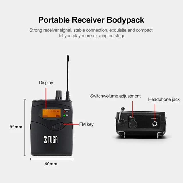 Main image of XTUGA IEM1200 Wireless Receiver Bodypack Stage Singer Ear Monitor System