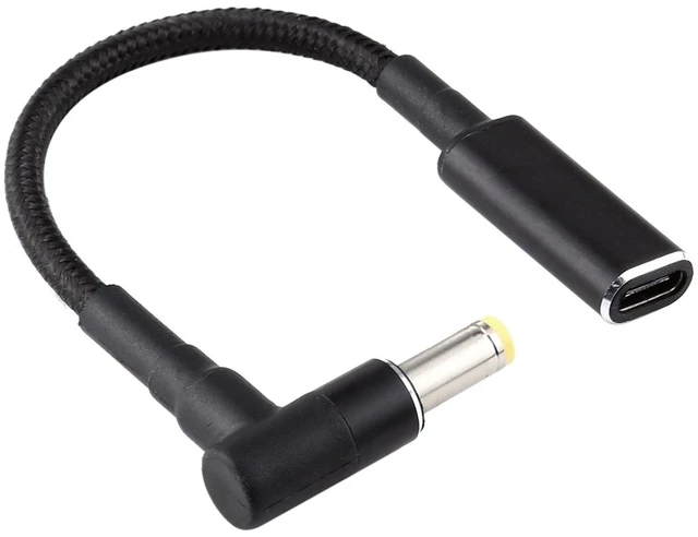 Alt view image 2 of 3 - PD 100W 18.5-20V 5.5 x 2.5mm Elbow to USB-C / Type-C Adapter Nylon Braid Cable