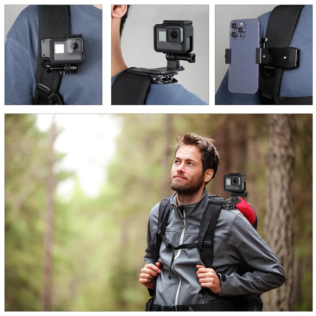 Alt view image 5 of 5 - PULUZ 4 in 1 360 Degree Rotating Backpack Hat QR Clip Rec-mounts with Phone Clamp Kit