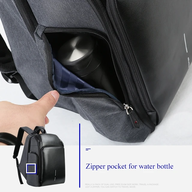Alt view image 6 of 7 - Bopai 851-010128 Business Anti-theft Waterproof Large Capacity Double Shoulder Bag,with USB Charging Port, Size: 34x19x43cm (Black)