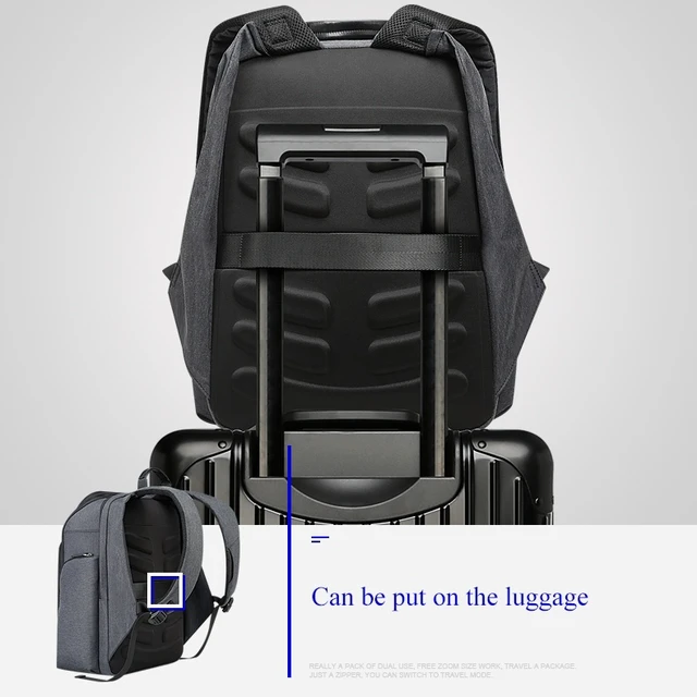 Alt view image 7 of 7 - Bopai 851-010128 Business Anti-theft Waterproof Large Capacity Double Shoulder Bag,with USB Charging Port, Size: 34x19x43cm (Black)
