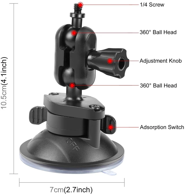 Main image of PULUZ 1/4 inch Magic Arm Suction Cup Mount (Black)