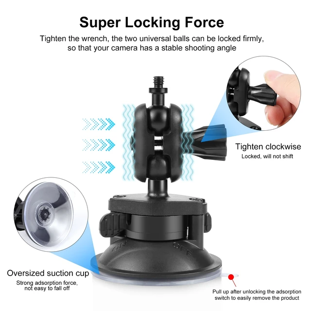 Alt view image 2 of 7 - PULUZ 1/4 inch Magic Arm Suction Cup Mount (Black)