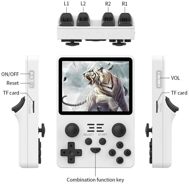 Alt view image 7 of 7 - POWKIDDY RGB20S 3.5-Inch IPS Screen Retro Open Source Handheld Game Console 16GB+64GB 15,000 Games (Blue) Black