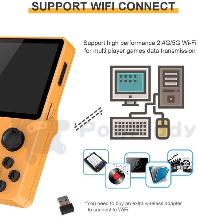 Alt view image 4 of 7 - POWKIDDY RGB20S 3.5-Inch IPS Screen Retro Open Source Handheld Game Console 16GB+64GB 15,000 Games (Blue) Black