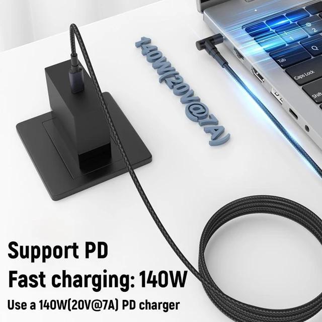 Alt view image 2 of 7 - 1.8m 140W Type-C to DC Laptop Charging Cable, Model:DC5.5x2.5mm 20V7A