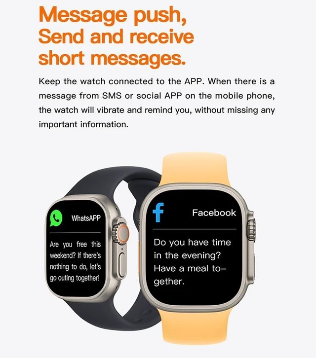 Alt view image 5 of 7 - T800 Ultra 1.99 inch Ocean Silicone Band Smart Watch Support Heart Rate / ECG (Black)