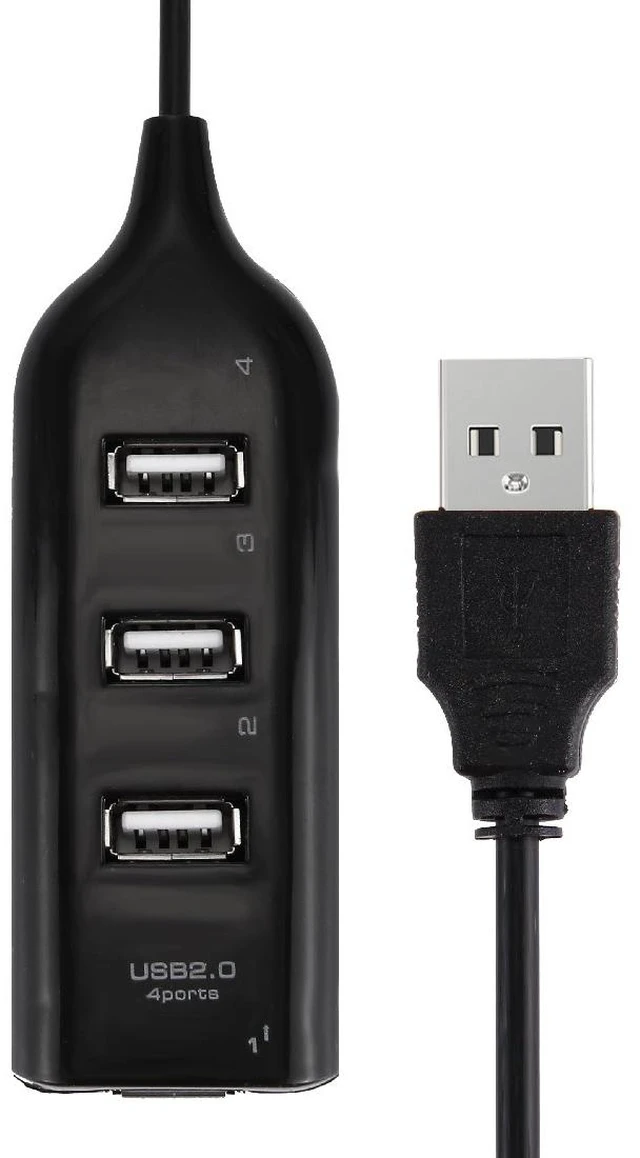 Main image of 4 Ports USB 2.0 HUB, Cable Length: 30cm(Black)